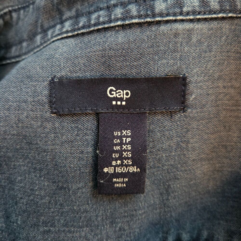 Gap Womens Chambray Shirt Dress Size XS Lyocell Soft Denim Blue Western - Picture 5 of 6